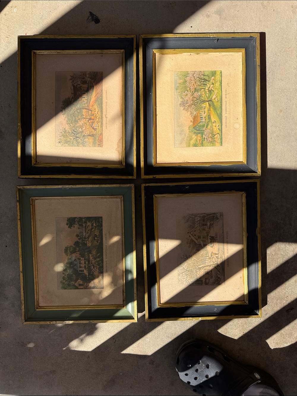 Framed Vintage Home Art Prints in Black and Gold - Set of 4 4 seasons